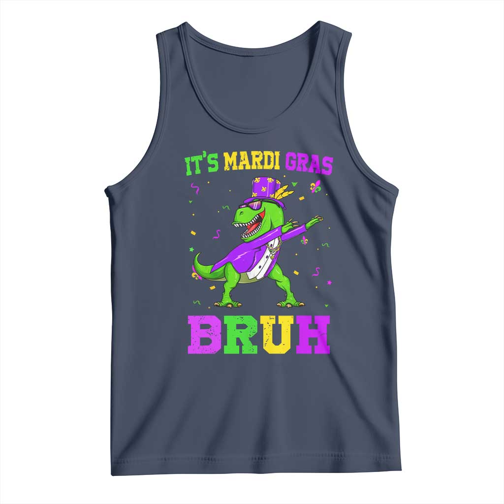 Bruh Mardi Gras Tank Top Dinosaur Meme New Orleans Party Custume Beads TS10 Navy Print Your Wear