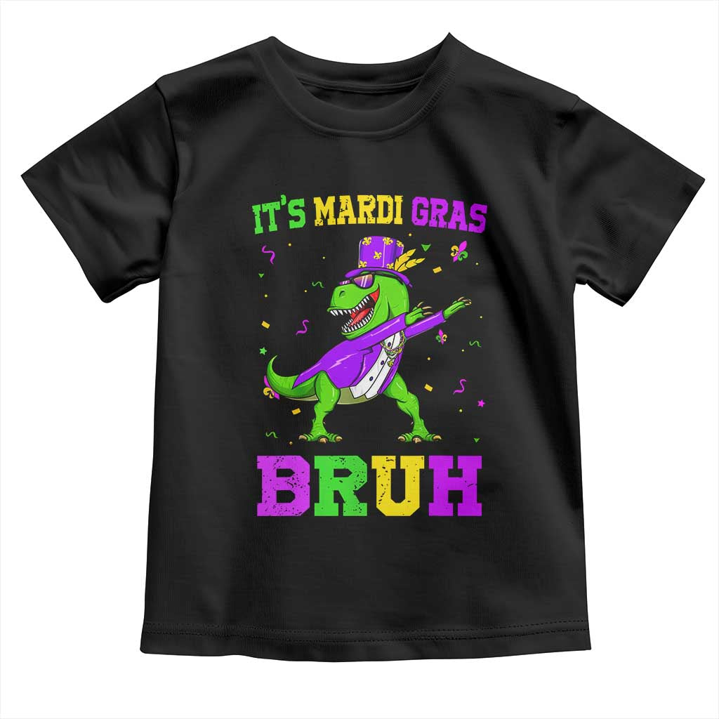 Bruh Mardi Gras Toddler T Shirt Dinosaur Meme New Orleans Party Custume Beads TS10 Black Print Your Wear