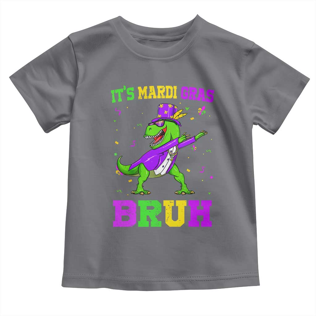 Bruh Mardi Gras Toddler T Shirt Dinosaur Meme New Orleans Party Custume Beads TS10 Charcoal Print Your Wear
