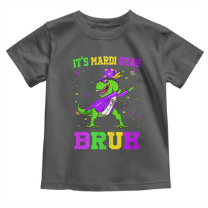 Bruh Mardi Gras Toddler T Shirt Dinosaur Meme New Orleans Party Custume Beads TS10 Dark Heather Print Your Wear