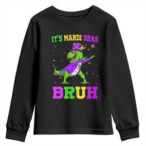 Bruh Mardi Gras Youth Sweatshirt Dinosaur Meme New Orleans Party Custume Beads TS10 Black Print Your Wear
