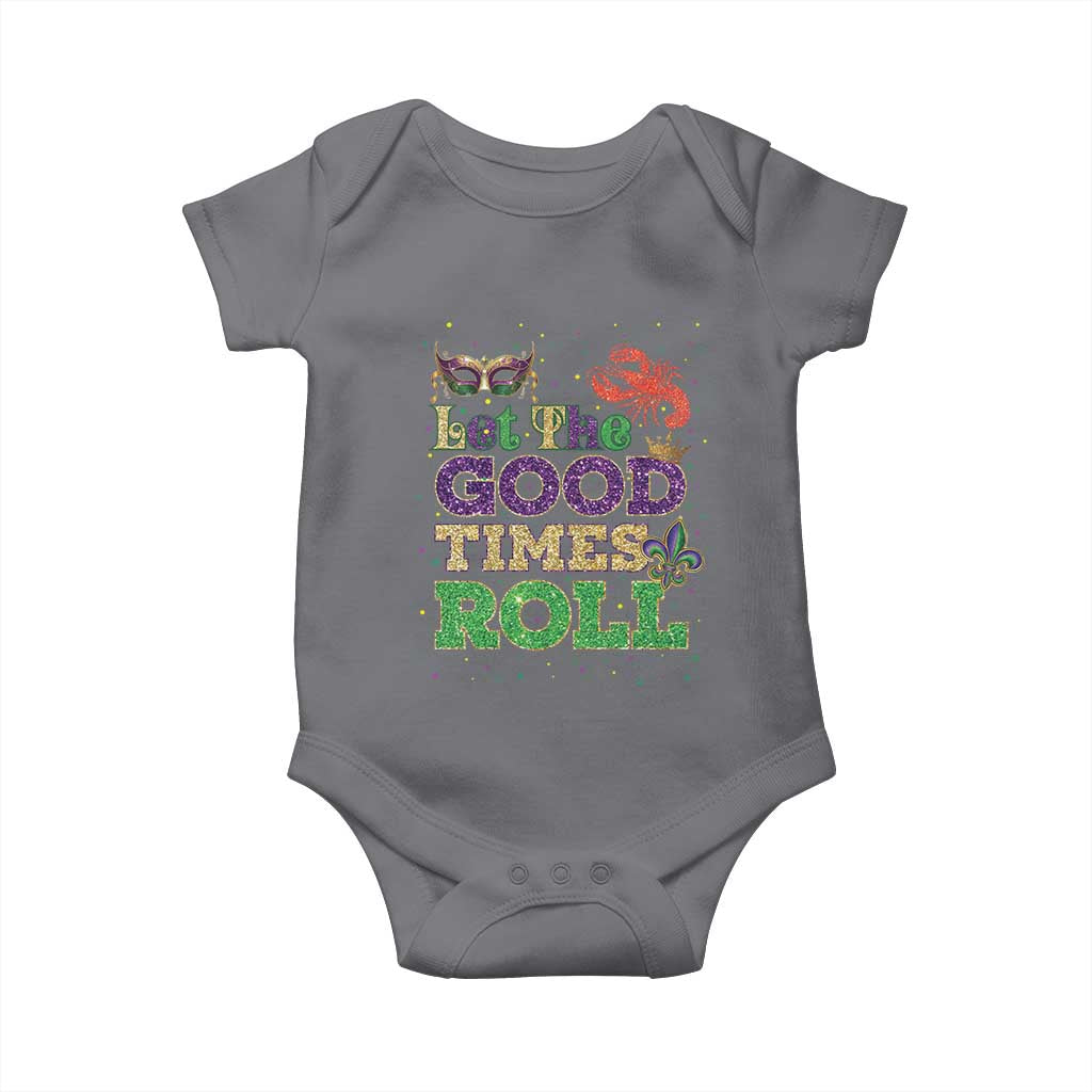 Mardi Gras Baby Onesie Let The Good Times Roll Glitter Print TS10 Charcoal Print Your Wear