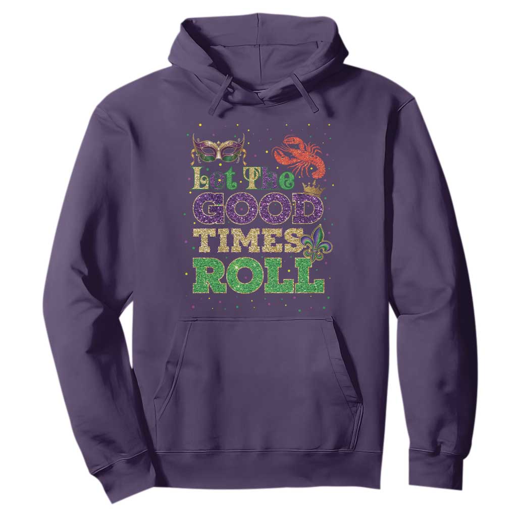 Mardi Gras Hoodie Let The Good Times Roll Glitter Print TS10 Purple Print Your Wear