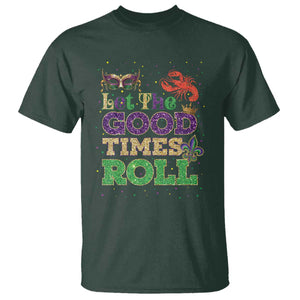 Mardi Gras T Shirt Let The Good Times Roll Glitter Print TS10 Dark Forest Green Print Your Wear