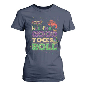 Mardi Gras T Shirt For Women Let The Good Times Roll Glitter Print TS10 Navy Print Your Wear