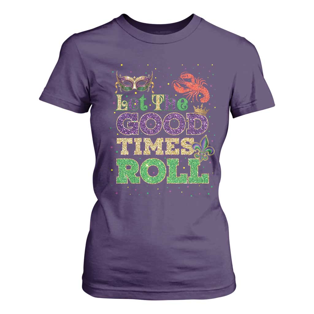 Mardi Gras T Shirt For Women Let The Good Times Roll Glitter Print TS10 Purple Print Your Wear
