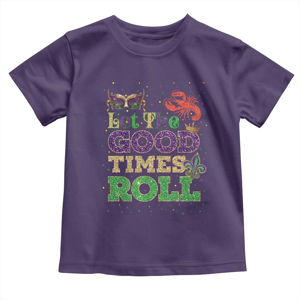 Mardi Gras Toddler T Shirt Let The Good Times Roll Glitter Print TS10 Purple Print Your Wear
