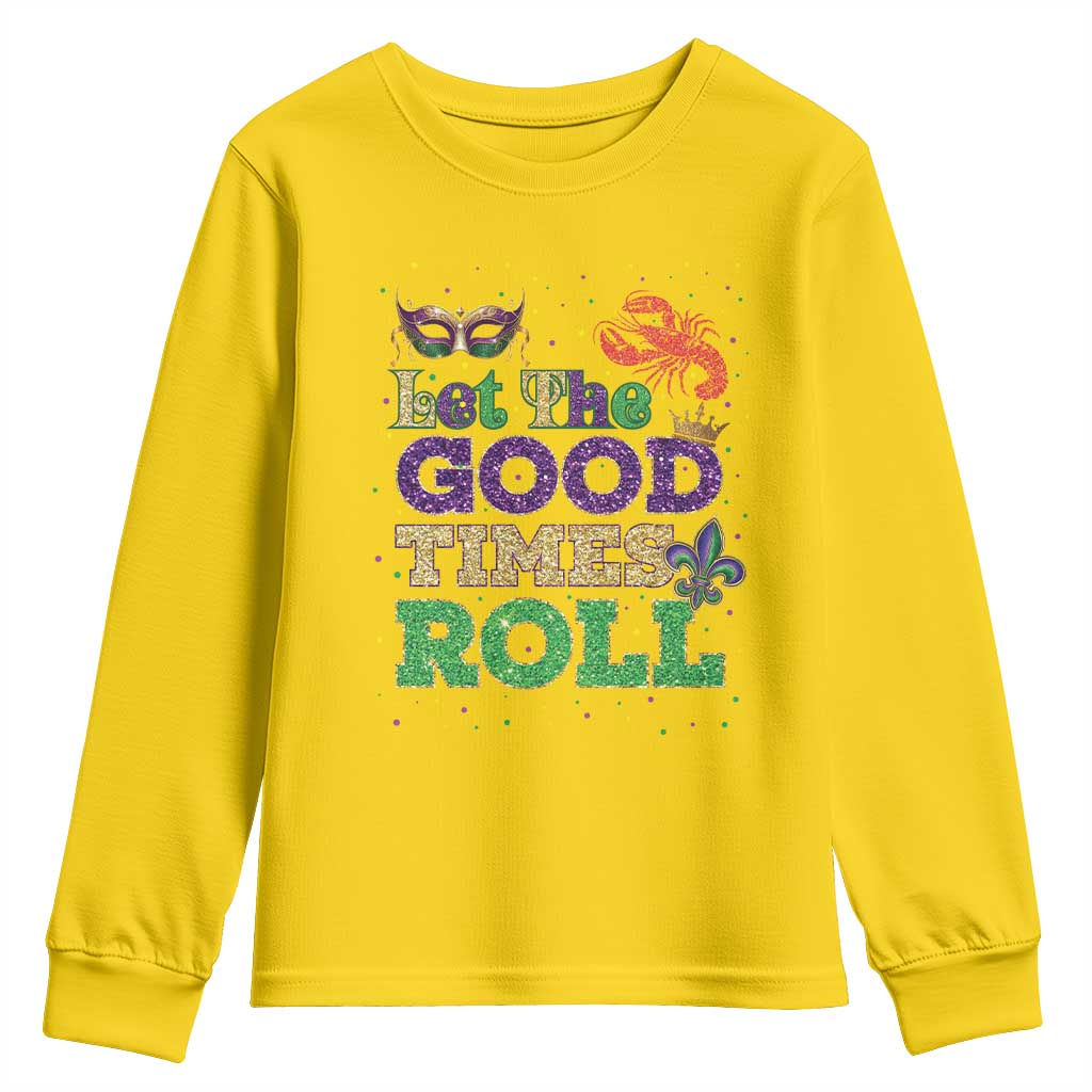 Mardi Gras Youth Sweatshirt Let The Good Times Roll Glitter Print TS10 Daisy Print Your Wear
