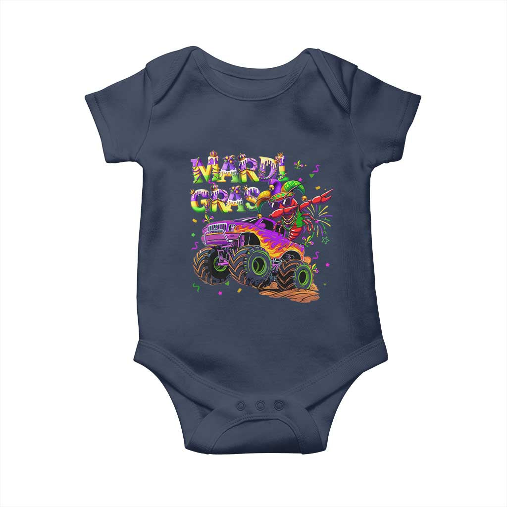 Mardi Gras Baby Onesie Dabbing Crawfish Monster Truck TS10 Navy Print Your Wear