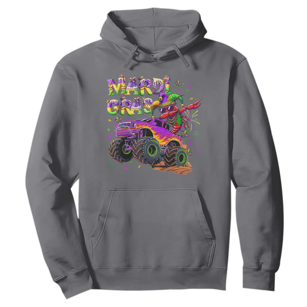 Mardi Gras Hoodie Dabbing Crawfish Monster Truck TS10 Charcoal Print Your Wear