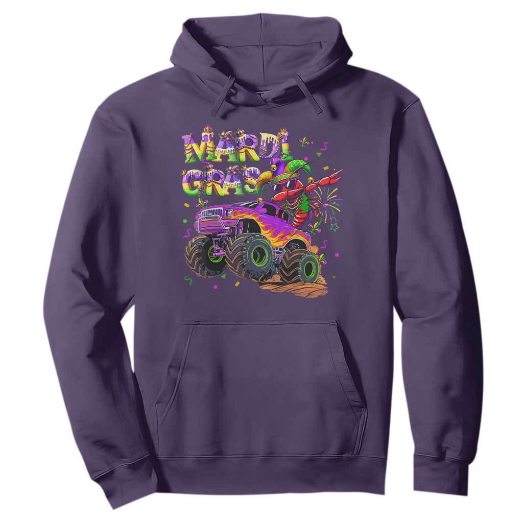 Mardi Gras Hoodie Dabbing Crawfish Monster Truck TS10 Purple Print Your Wear