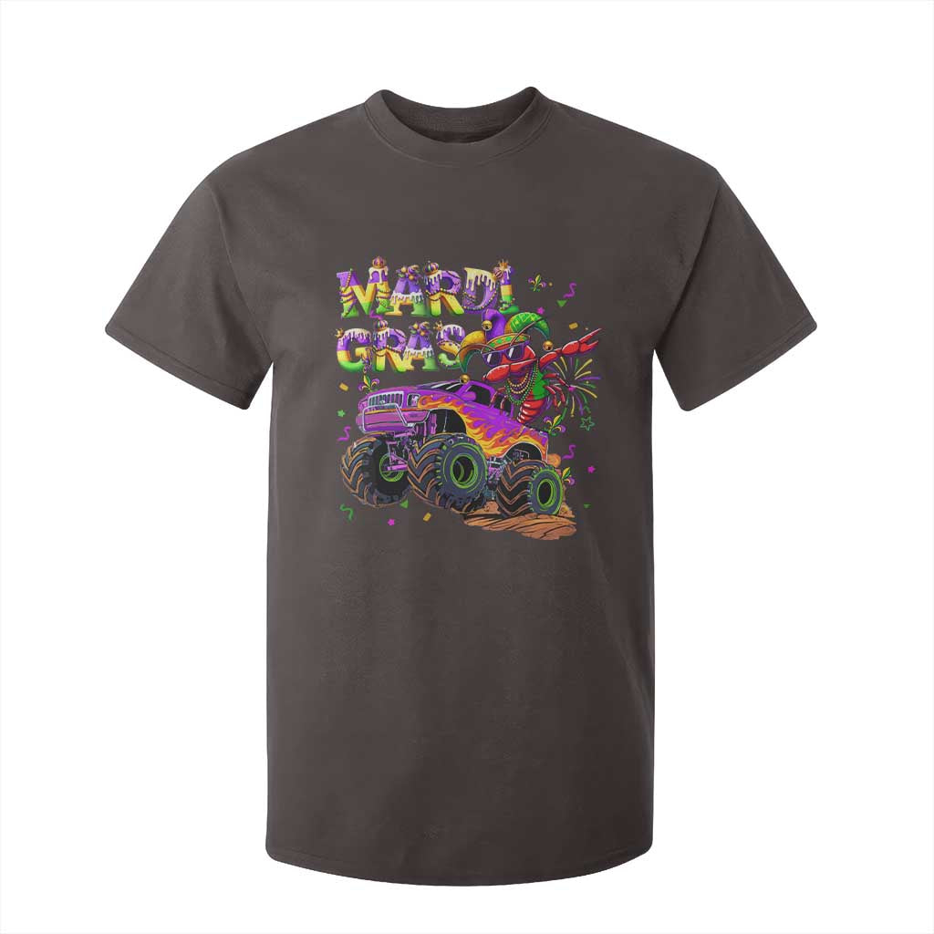 Mardi Gras T Shirt For Kid Dabbing Crawfish Monster Truck TS10 Dark Chocolate Print Your Wear