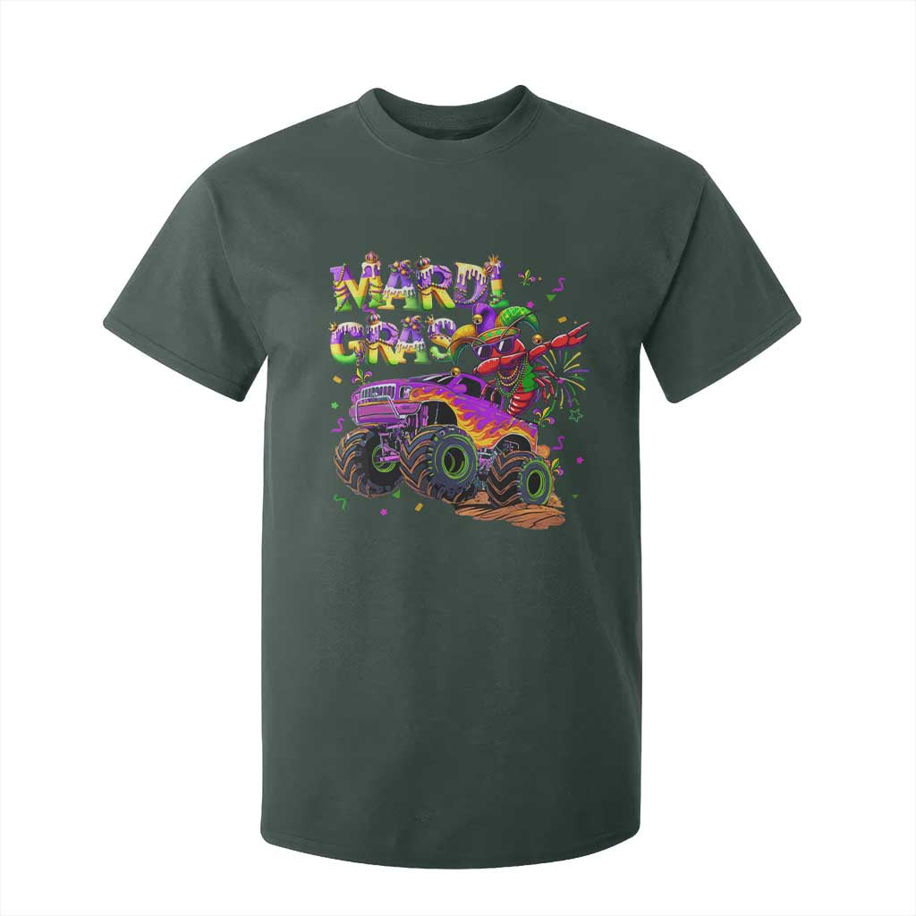 Mardi Gras T Shirt For Kid Dabbing Crawfish Monster Truck TS10 Dark Forest Green Print Your Wear