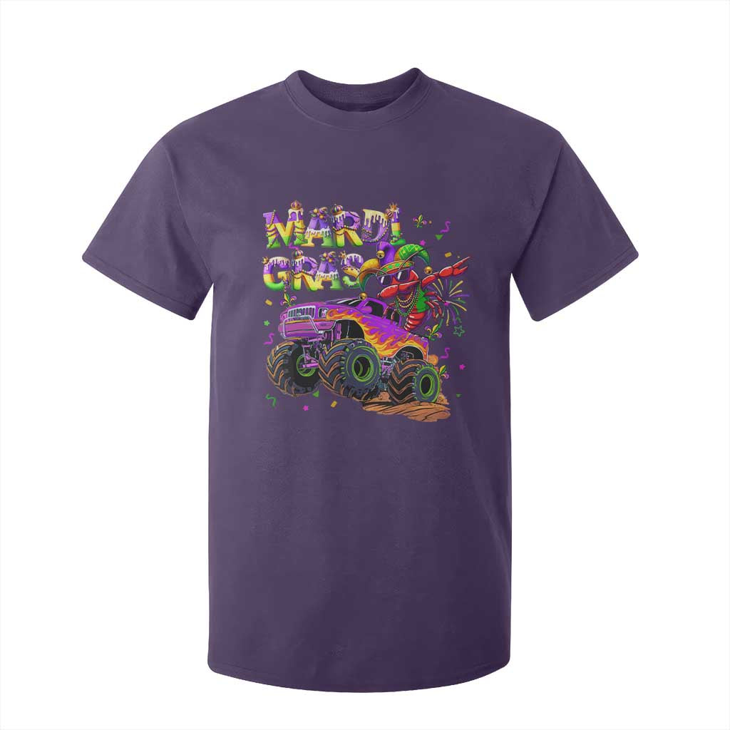 Mardi Gras T Shirt For Kid Dabbing Crawfish Monster Truck TS10 Purple Print Your Wear