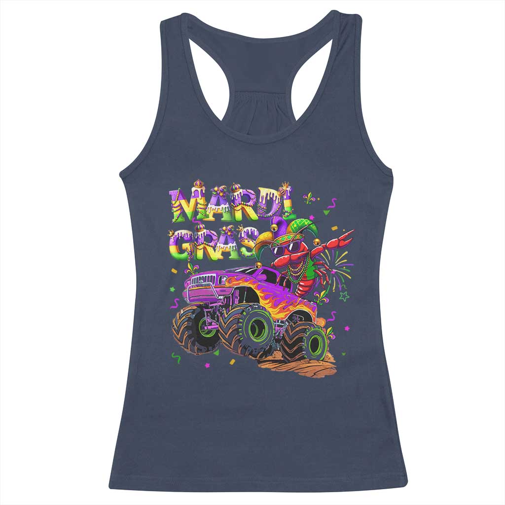 Mardi Gras Racerback Tank Top Dabbing Crawfish Monster Truck TS10 Navy Print Your Wear