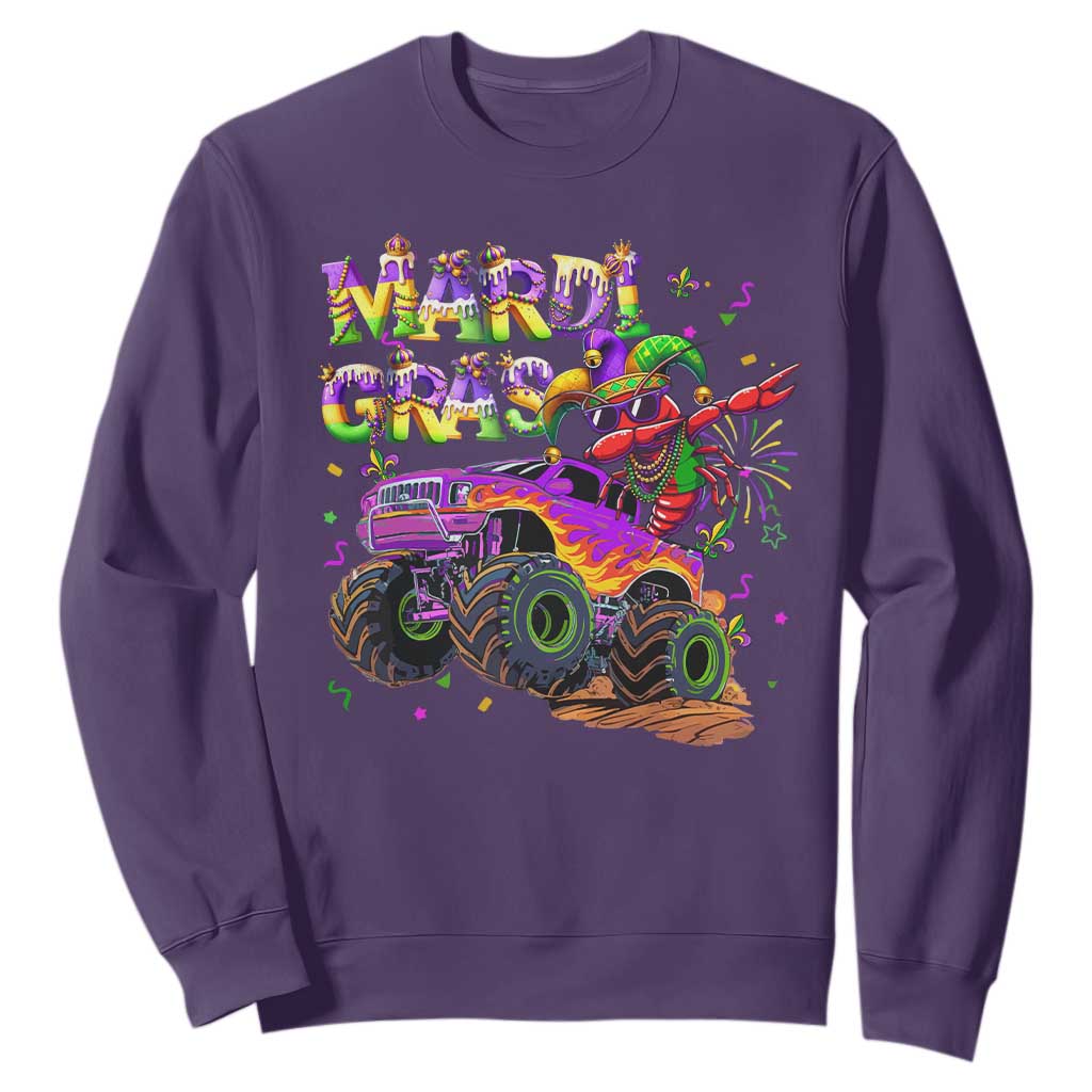 Mardi Gras Sweatshirt Dabbing Crawfish Monster Truck TS10 Purple Print Your Wear
