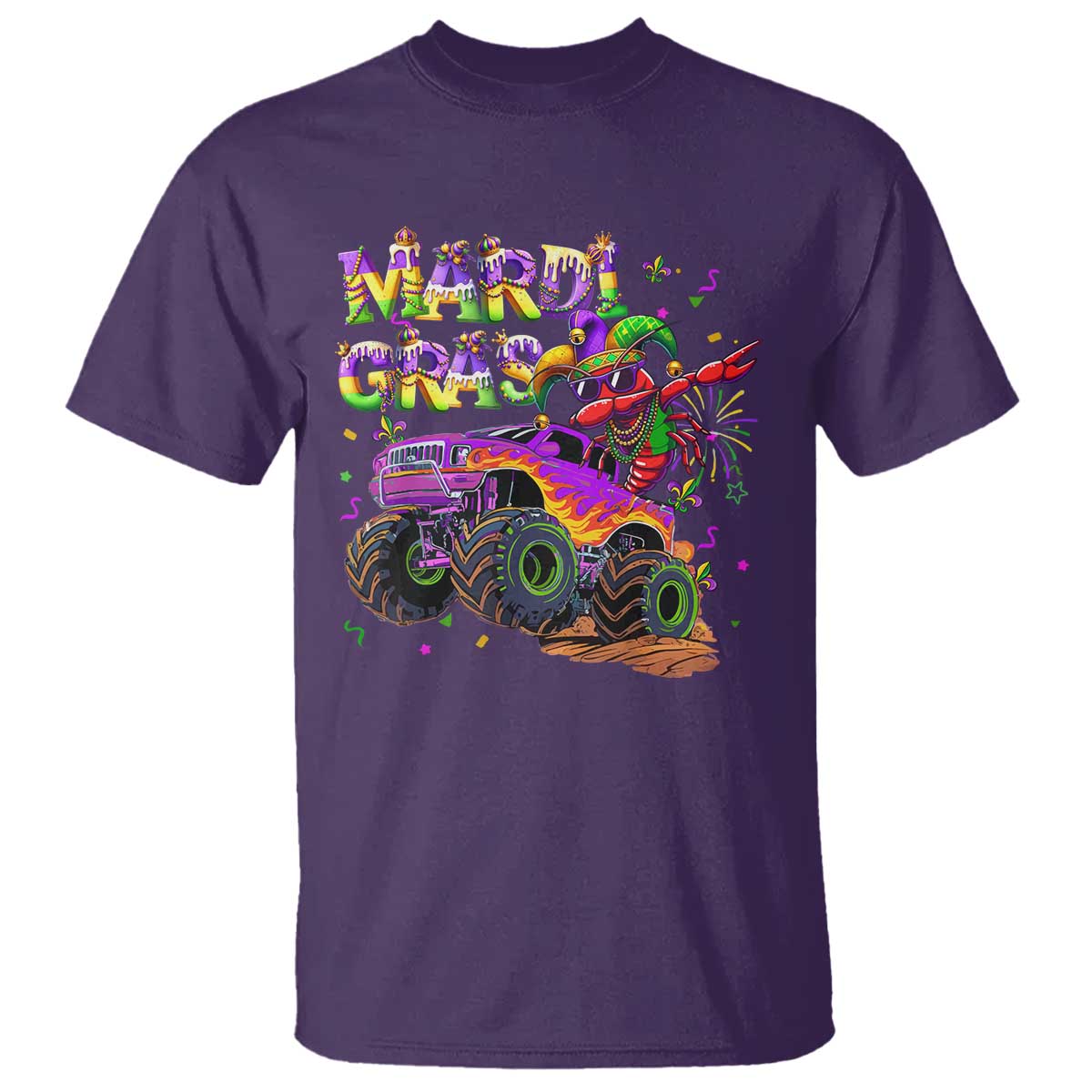 Mardi Gras T Shirt Dabbing Crawfish Monster Truck TS10 Purple Print Your Wear