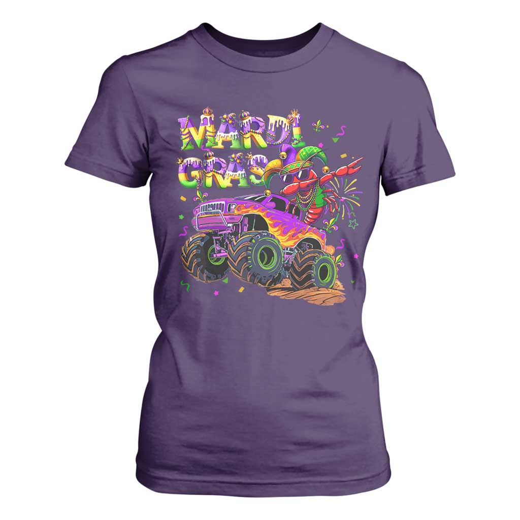 Mardi Gras T Shirt For Women Dabbing Crawfish Monster Truck TS10 Purple Print Your Wear