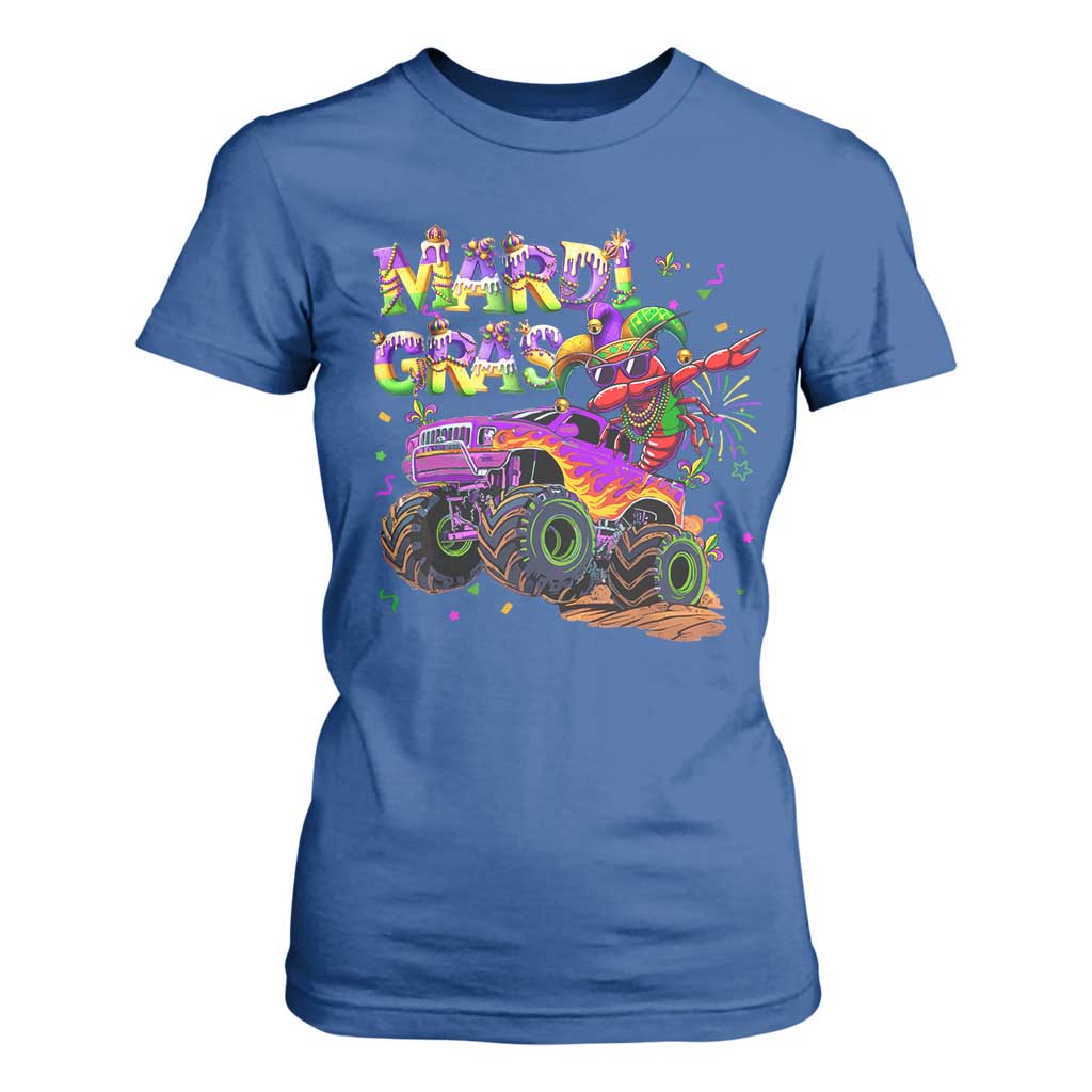Mardi Gras T Shirt For Women Dabbing Crawfish Monster Truck TS10 Royal Blue Print Your Wear