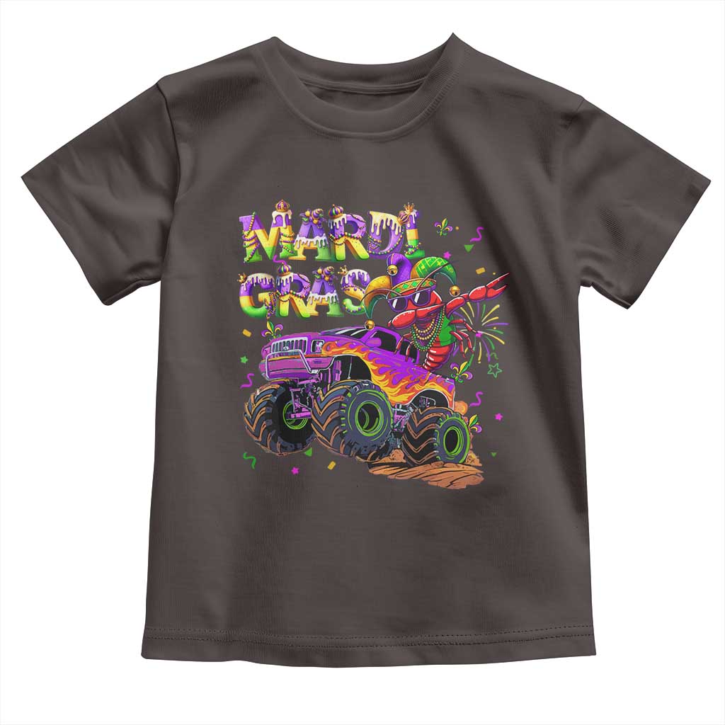 Mardi Gras Toddler T Shirt Dabbing Crawfish Monster Truck TS10 Dark Chocolate Print Your Wear