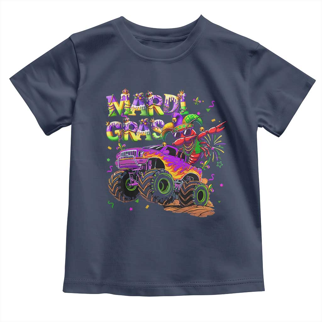 Mardi Gras Toddler T Shirt Dabbing Crawfish Monster Truck TS10 Navy Print Your Wear
