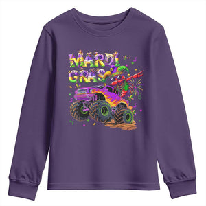 Mardi Gras Youth Sweatshirt Dabbing Crawfish Monster Truck TS10 Purple Print Your Wear