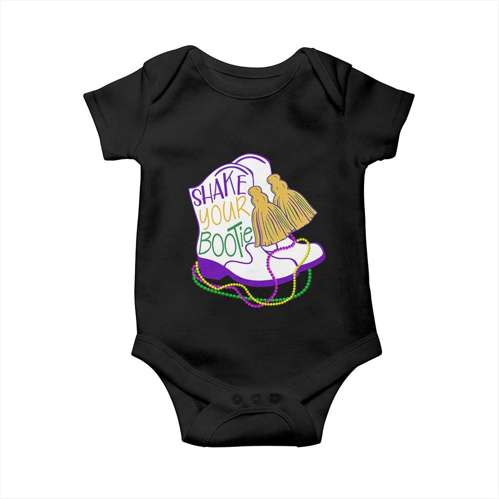 Mardi Gras Baby Onesie Shake Your Bootie Bead Boots TS10 Black Print Your Wear