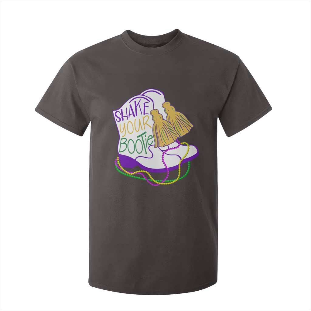 Mardi Gras T Shirt For Kid Shake Your Bootie Bead Boots TS10 Dark Chocolate Print Your Wear