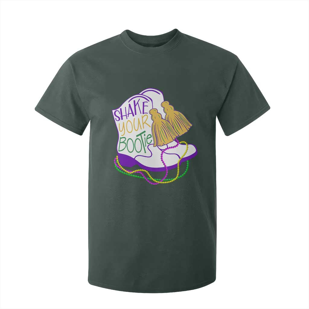 Mardi Gras T Shirt For Kid Shake Your Bootie Bead Boots TS10 Dark Forest Green Print Your Wear