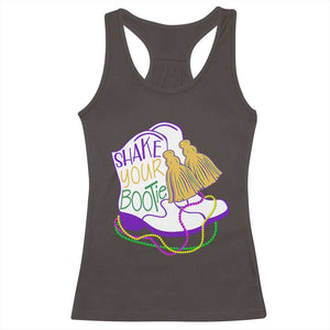 Mardi Gras Racerback Tank Top Shake Your Bootie Bead Boots TS10 Dark Chocolate Print Your Wear