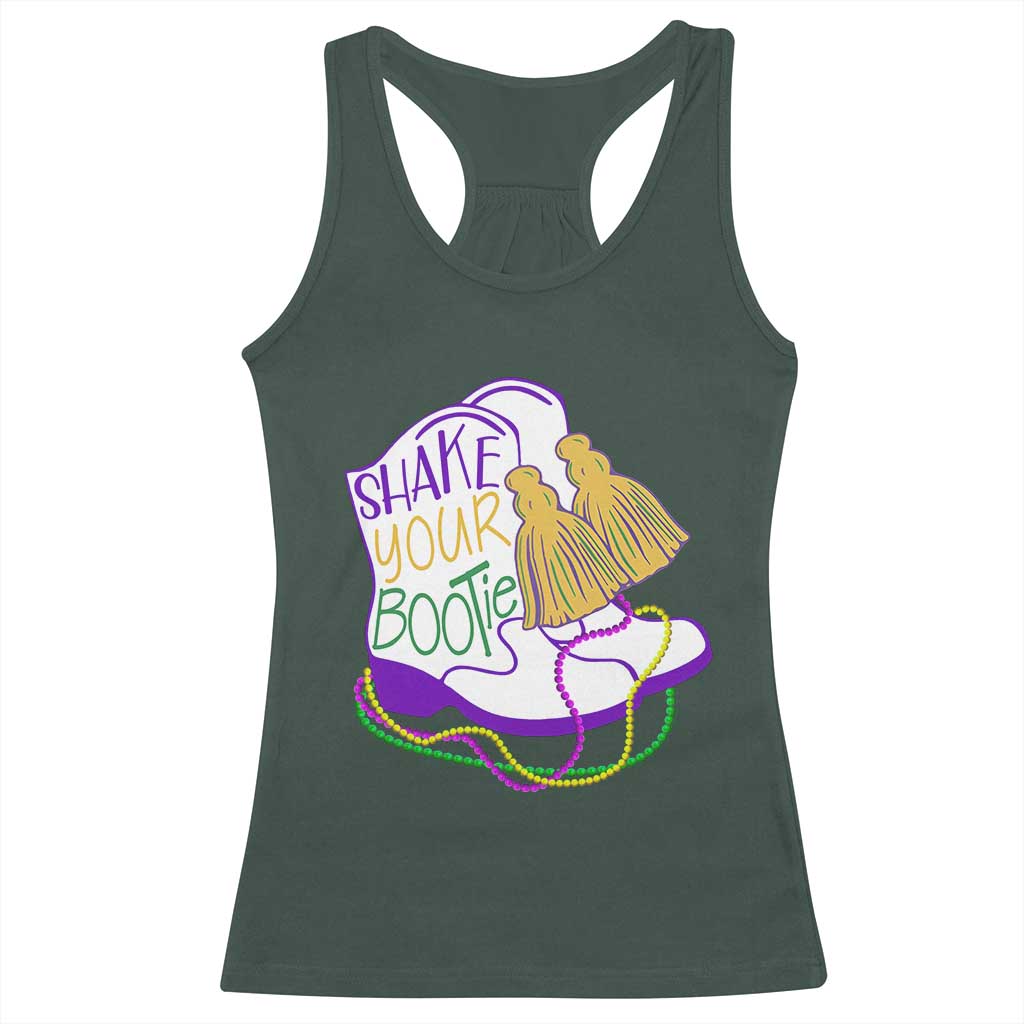 Mardi Gras Racerback Tank Top Shake Your Bootie Bead Boots TS10 Dark Forest Green Print Your Wear