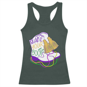 Mardi Gras Racerback Tank Top Shake Your Bootie Bead Boots TS10 Dark Forest Green Print Your Wear