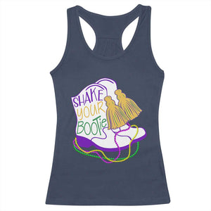Mardi Gras Racerback Tank Top Shake Your Bootie Bead Boots TS10 Navy Print Your Wear