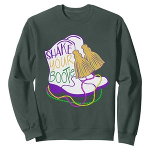 Mardi Gras Sweatshirt Shake Your Bootie Bead Boots TS10 Dark Forest Green Print Your Wear