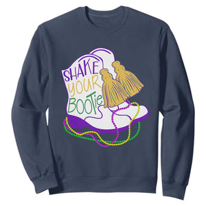 Mardi Gras Sweatshirt Shake Your Bootie Bead Boots TS10 Navy Print Your Wear