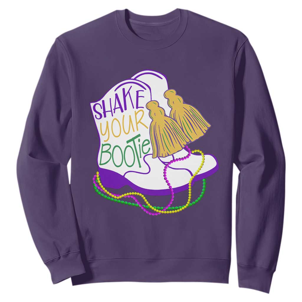 Mardi Gras Sweatshirt Shake Your Bootie Bead Boots TS10 Purple Print Your Wear