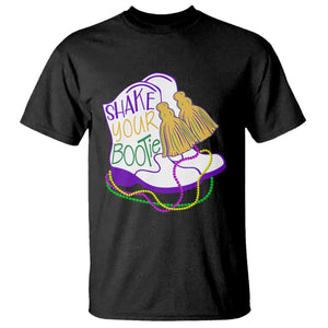Mardi Gras T Shirt Shake Your Bootie Bead Boots TS10 Black Print Your Wear