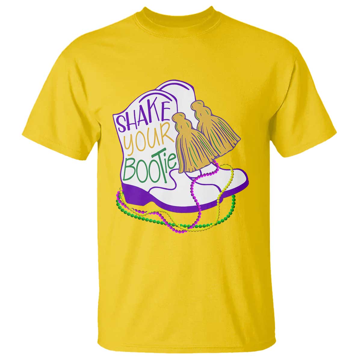 Mardi Gras T Shirt Shake Your Bootie Bead Boots TS10 Daisy Print Your Wear