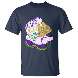 Mardi Gras T Shirt Shake Your Bootie Bead Boots TS10 Navy Print Your Wear
