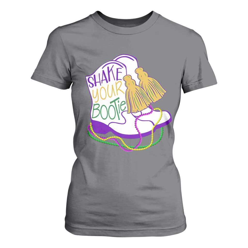 Mardi Gras T Shirt For Women Shake Your Bootie Bead Boots TS10 Charcoal Print Your Wear