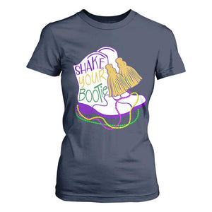 Mardi Gras T Shirt For Women Shake Your Bootie Bead Boots TS10 Navy Print Your Wear