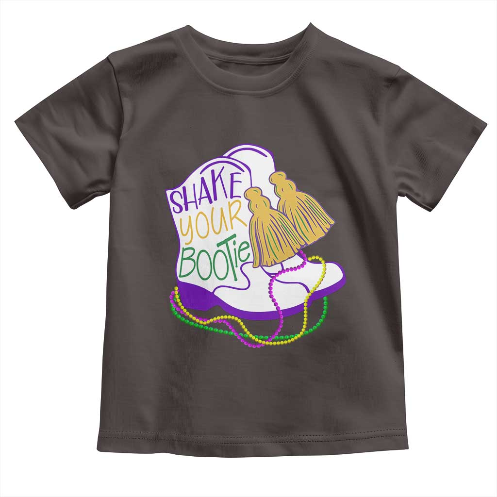 Mardi Gras Toddler T Shirt Shake Your Bootie Bead Boots TS10 Dark Chocolate Print Your Wear