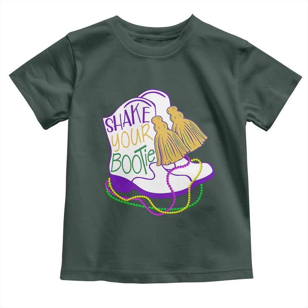 Mardi Gras Toddler T Shirt Shake Your Bootie Bead Boots TS10 Dark Forest Green Print Your Wear