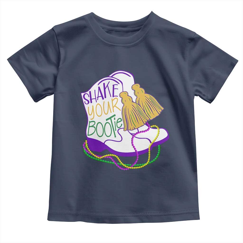 Mardi Gras Toddler T Shirt Shake Your Bootie Bead Boots TS10 Navy Print Your Wear