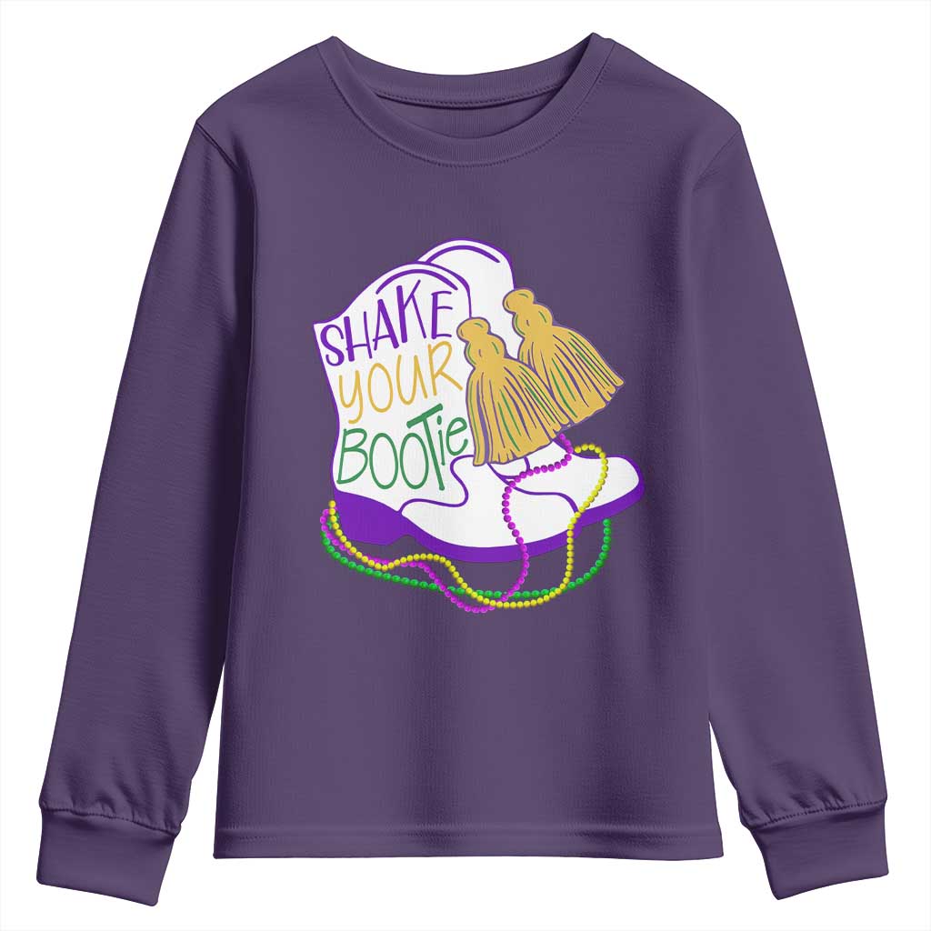 Mardi Gras Youth Sweatshirt Shake Your Bootie Bead Boots TS10 Purple Print Your Wear