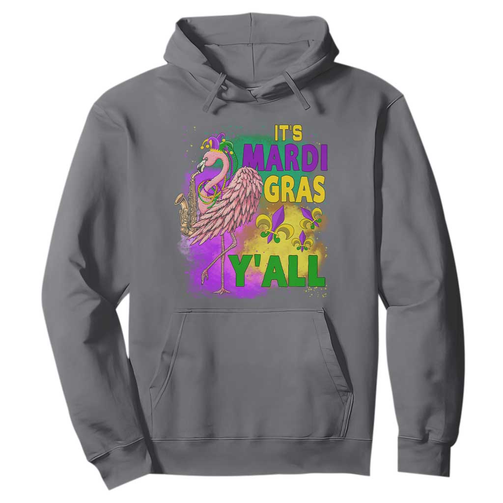Its Mardi Gras Yall Hoodie Funny Carnival Flamingo TS10 Charcoal Print Your Wear