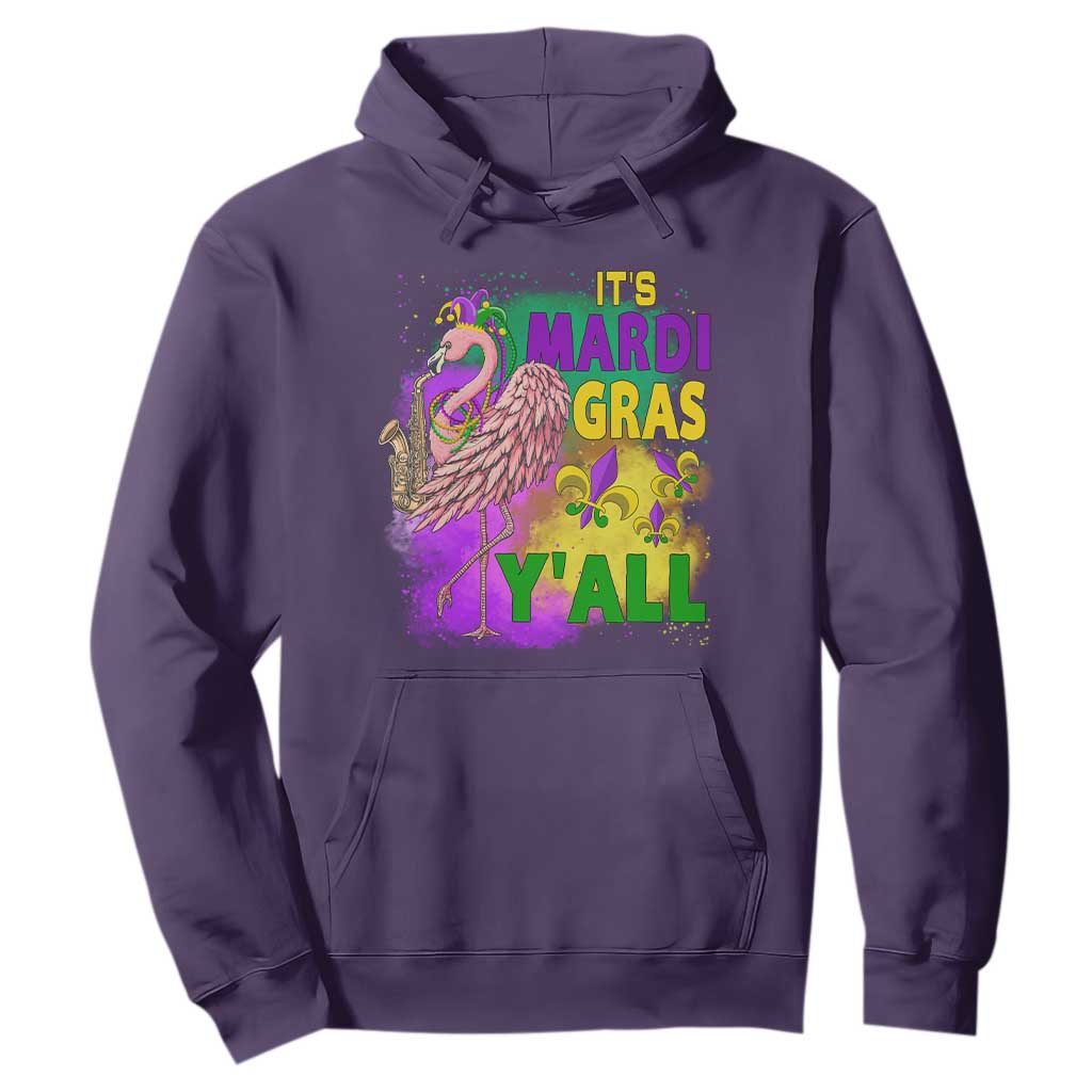 Its Mardi Gras Yall Hoodie Funny Carnival Flamingo TS10 Purple Print Your Wear