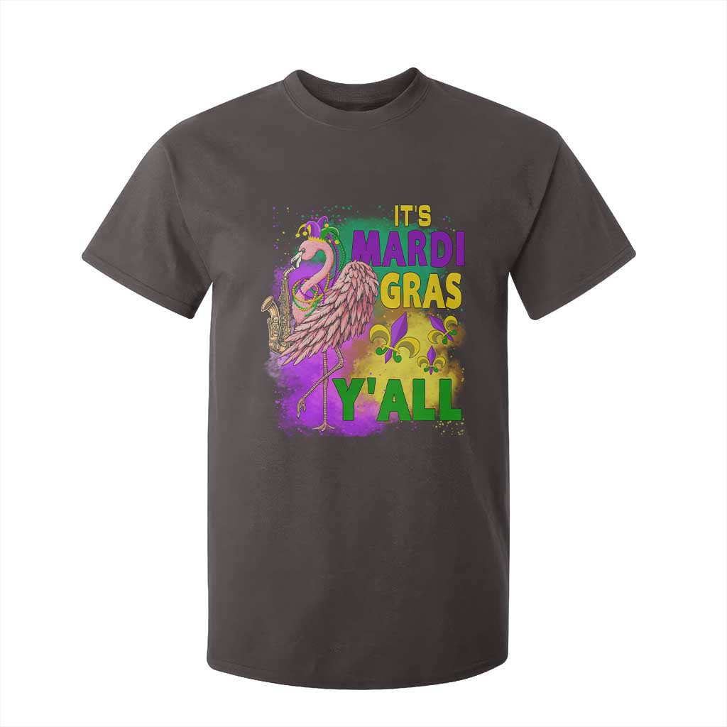 Its Mardi Gras Yall T Shirt For Kid Funny Carnival Flamingo TS10 Dark Chocolate Print Your Wear