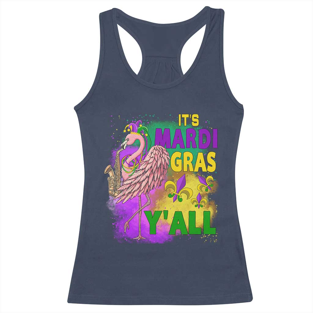 Its Mardi Gras Yall Racerback Tank Top Funny Carnival Flamingo TS10 Navy Print Your Wear