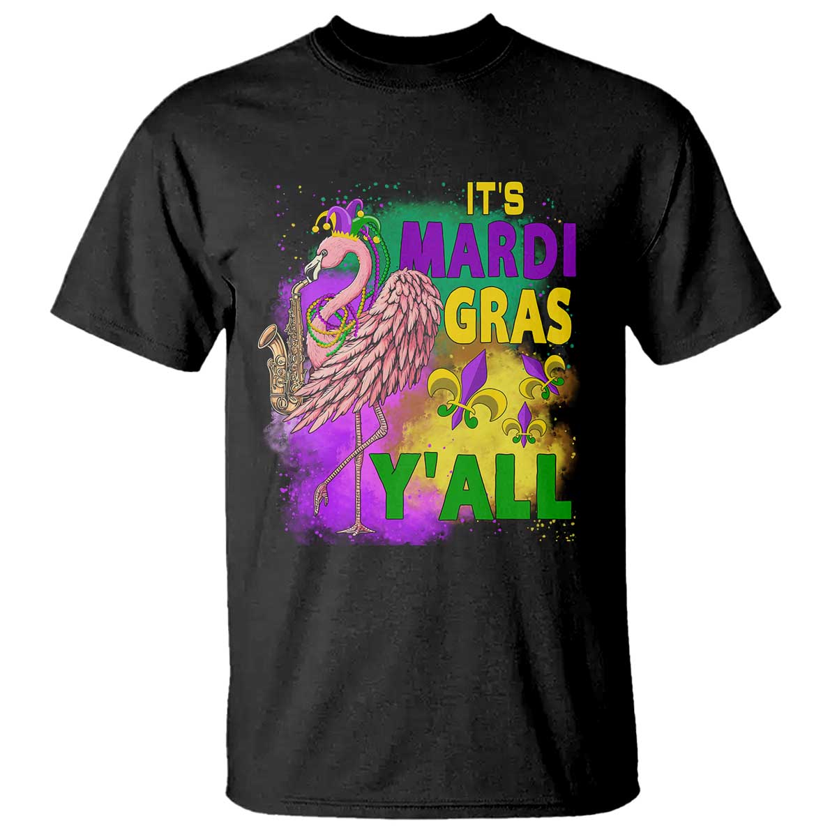 Its Mardi Gras Yall T Shirt Funny Carnival Flamingo TS10 Black Print Your Wear